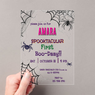 Halloween Pink und Spinnen Geburtstag Halloween Acryleinladungen