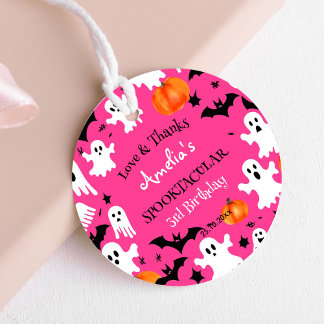Halloween pinkfarbene Sporenparty Geschenkanhänger