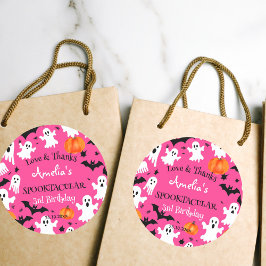 Halloween pinkfarbene Sporenparty Runder Aufkleber