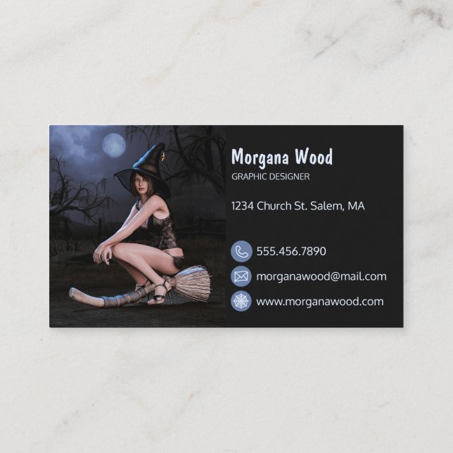 Halloween Pinup Girl in der Mondlicht-Visitenkarte Visitenkarte (Rückseite)