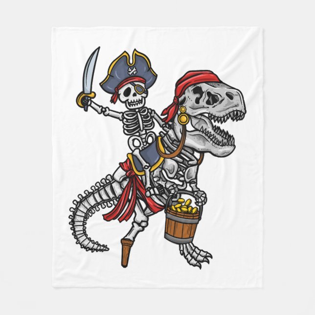 Halloween-Pirat-Dinosaur-Skelett Fleecedecke (Vorderseite)