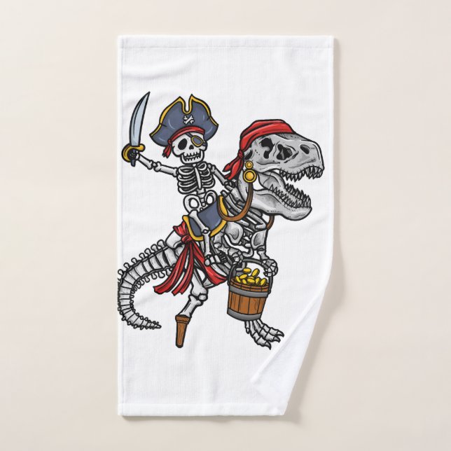 Halloween-Pirat-Dinosaur-Skelett Handtuch (Handtuch)