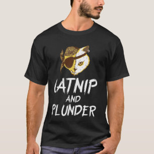 Halloween-Pirat-Katze-Kätzchen-Totenköpfe-Kreuz-Kn T-Shirt