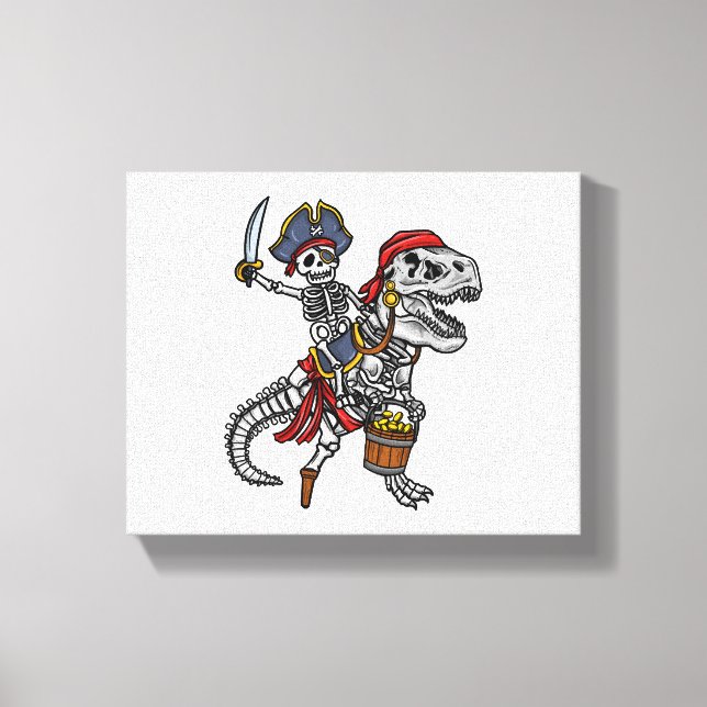 Halloween Pirate Dinosaur Skeleton Leinwanddruck (Vorderseite)
