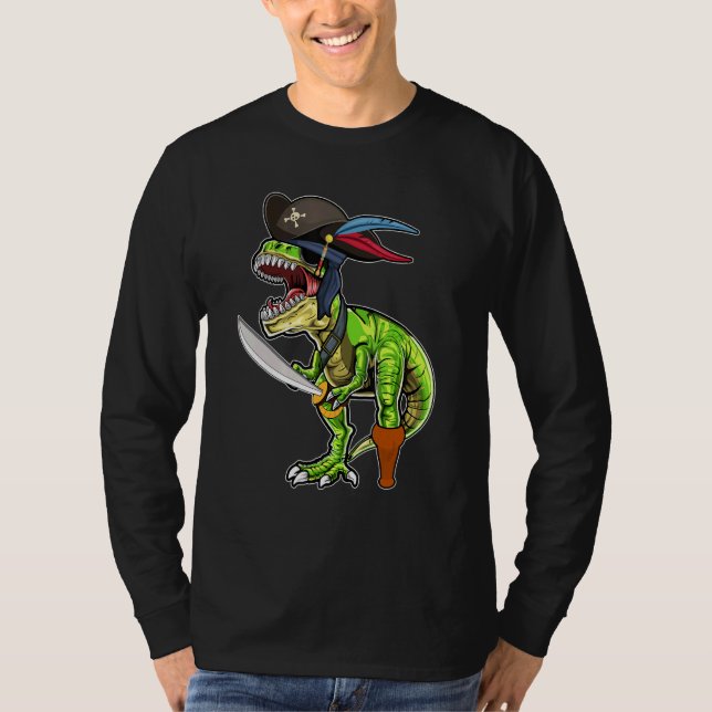 Halloween Pirate Dinosaur T Rex Tyrannosaurus Boys T-Shirt (Vorderseite)
