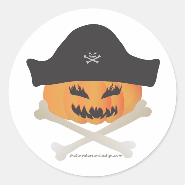 Halloween Pirate Pumpkin Sticker (Vorderseite)