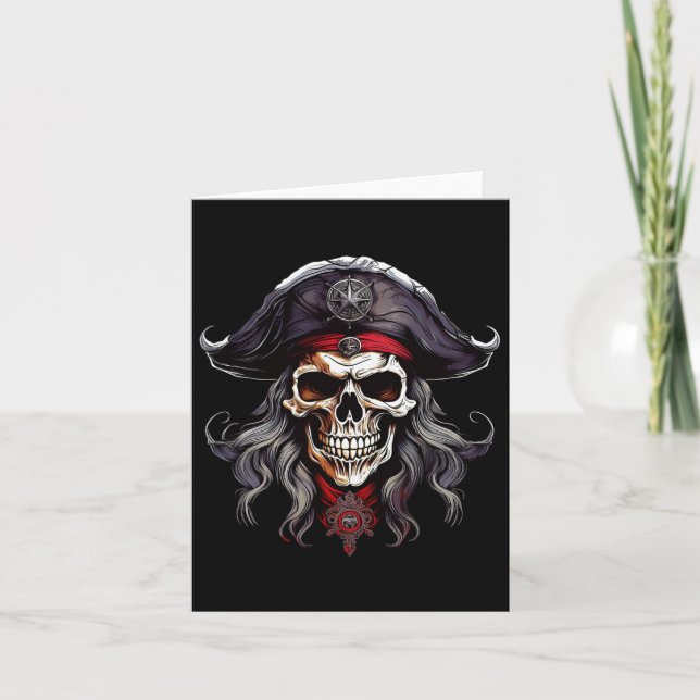 Halloween Pirate Skull Karte (Vorderseite)