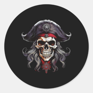 Halloween Pirate Skull Runder Aufkleber