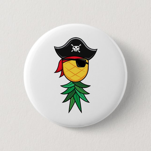 Halloween Pirate Upside Down Ananas Swingers Li Button (Vorderseite)