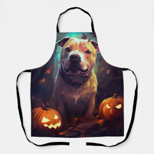 Halloween Pitbull mit Pumpkins Beängstigend Schürze