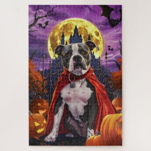 Halloween Pitbull Vampire Pumpkins Beängstigend Puzzle
