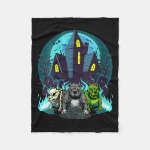 Halloween-Pitbulls Zombie-Skelett Schwarz Damen Fleecedecke