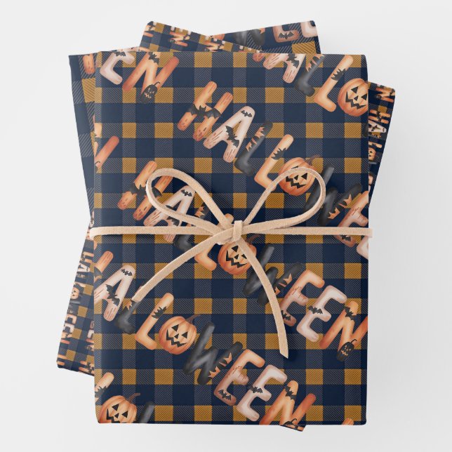 Halloween Plaid Pumpkin Geschenkpapier Set (Beispiel)