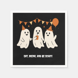 Halloween Playful White Ghost Black Festive Serviette