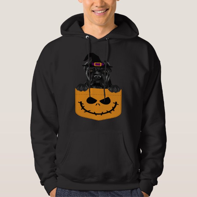 Halloween Pocket Cane Corso Scary Jack O Lantern Hoodie (Vorderseite)