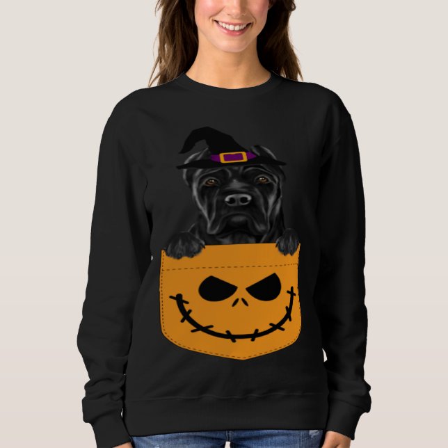 Halloween Pocket Cane Corso Scary Jack O Lantern Sweatshirt (Vorderseite)