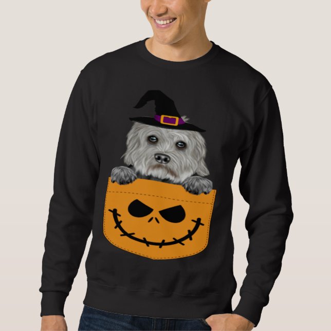 Halloween Pocket Dandie Dinmont Terrier Scary Jack Sweatshirt (Vorderseite)