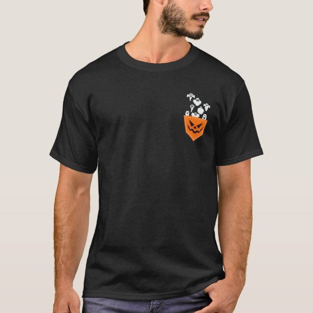 Halloween Pocket Ghosts Funny T-Shirt (Vorderseite)