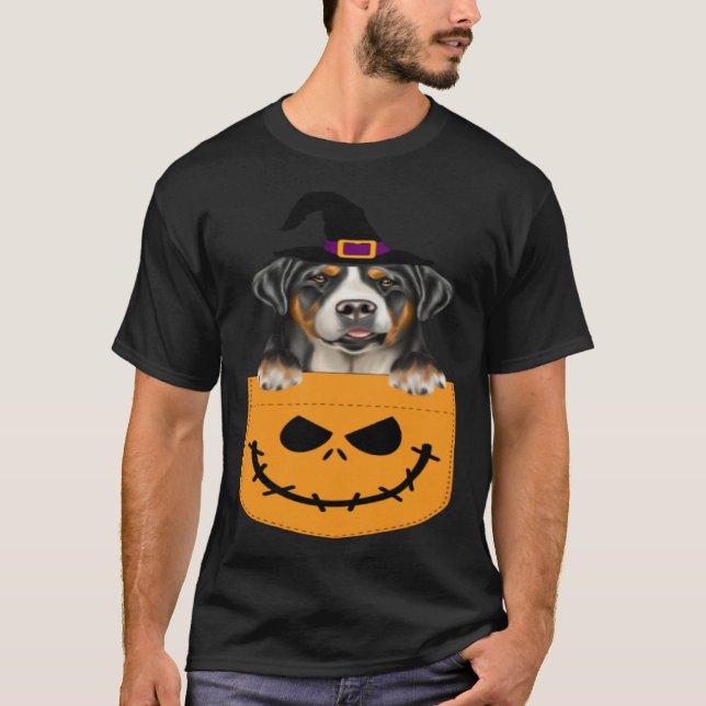 Halloween Pocket Greater Swiss Mountain Dog Jack O T-Shirt (Vorderseite)
