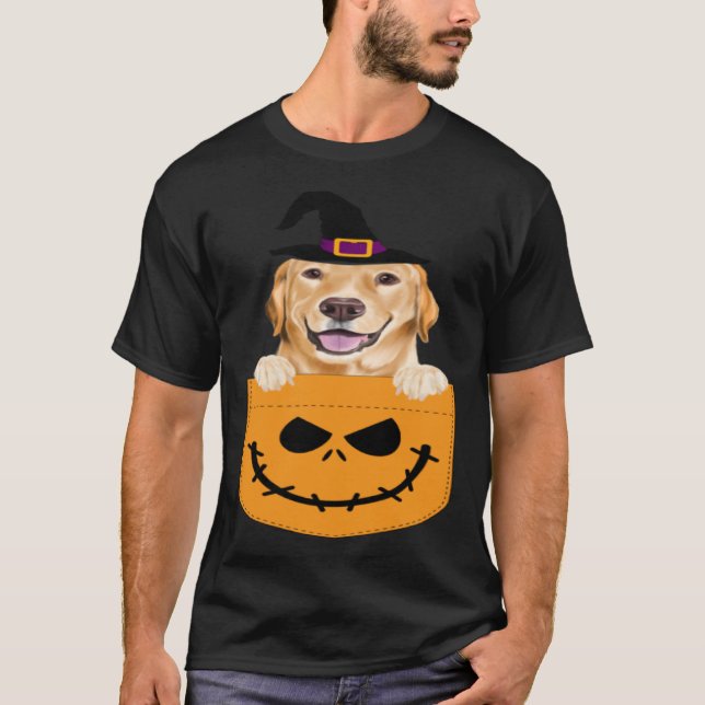 Halloween Pocket Yellow Labrador Retriever Jack O  T-Shirt (Vorderseite)