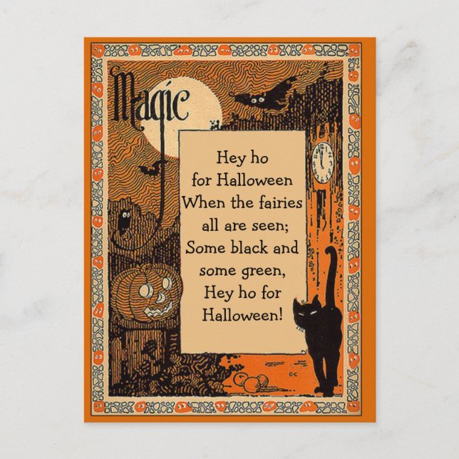 Halloween-Poem-Karte mit anpassbarem Text Postkarte (Vorderseite)