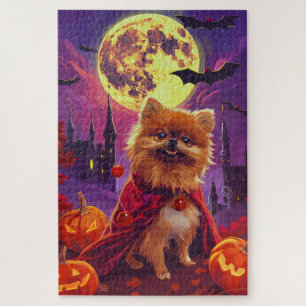 Halloween Pomeranian Vampir-Kürbisse Gruselig  Puzzle