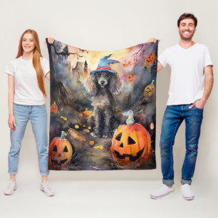 Halloween Poodle mit Pumpkins Beängstigend Fleecedecke