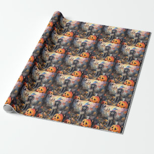 Halloween Poodle mit Pumpkins Beängstigend Geschenkpapier