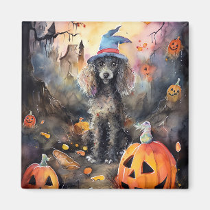 Halloween Poodle mit Pumpkins Beängstigend Magnet