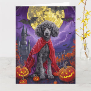 Halloween Poodle Vampire Pumpkins Beängstigend Karte