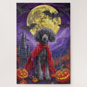 Halloween Poodle Vampire Pumpkins Beängstigend Puzzle