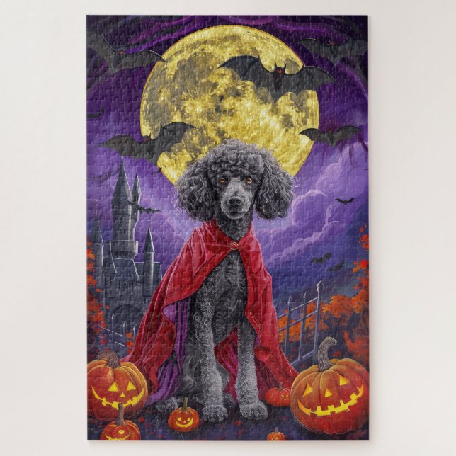 Halloween Poodle Vampire Pumpkins Beängstigend Puzzle (Vertikal)