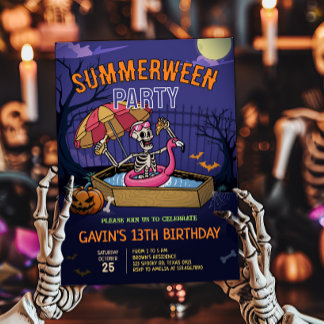 Halloween Pool Summerween Geburtstag Einladung