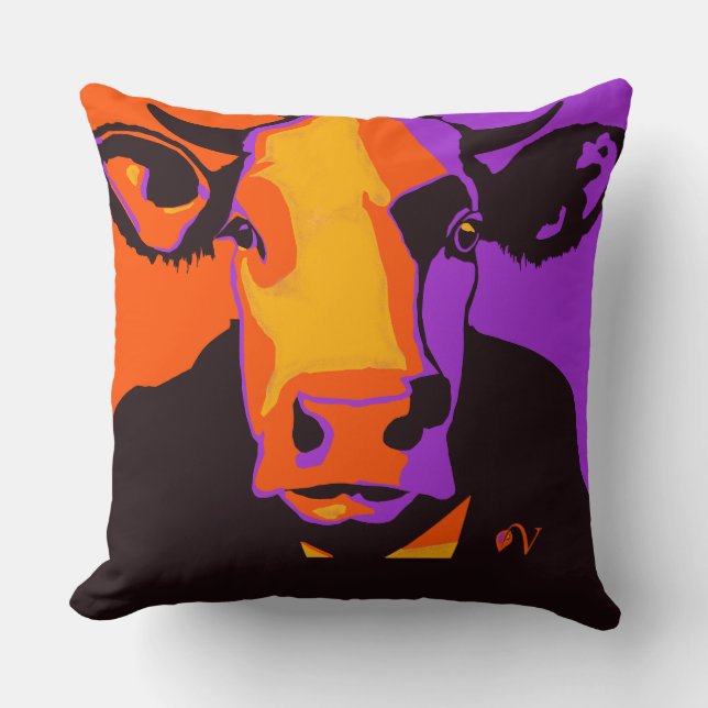 Halloween Pop Art Cow Kissen (Vorderseite)