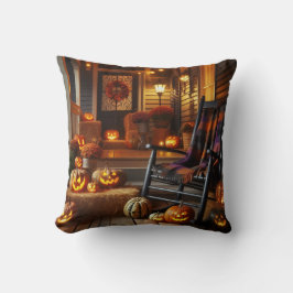 Halloween Porch & Black Rocker Kissen