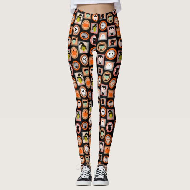 Halloween Portraits Niedlich illustriert Leggings (Vorderseite)