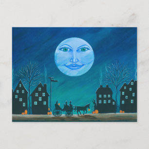 Halloween.postcard, Hexen, schwarz, Katze.Pferd Postkarte