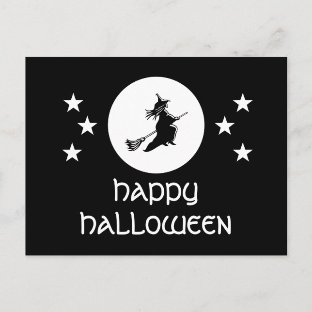 Halloween Postcard, schwarz Postkarte (Vorderseite)