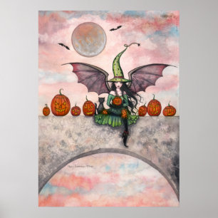 Halloween Poster Hexenkatze Jack-O-Lanterns