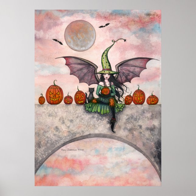 Halloween Poster Hexenkatze Jack-O-Lanterns (Vorne)