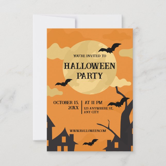 Halloween Poster Orange Einladung (Vorderseite)
