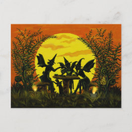 Halloween Postkarte, Feenwitscher Tee Party Postkarte