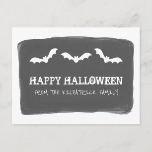 Halloween-Postkarte für Schwarz-weiße Aquarellbäde Postkarte