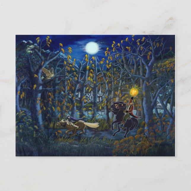 Halloween Postkarte "Headless Horseman Chase" (Vorderseite)