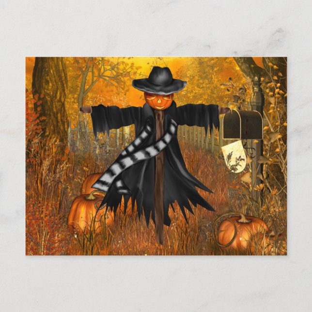 Halloween Postkarte mit Beängstigender Skorrektur (Vorderseite)