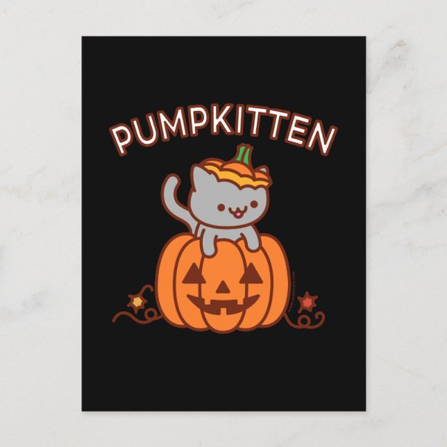 Halloween-Postkarte: PUMPKITTEN Katze Ankündigungspostkarte (Vorderseite)