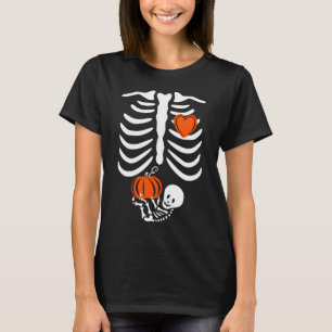Halloween Pregnancy Ankündigung Skelett mit Bab T-Shirt