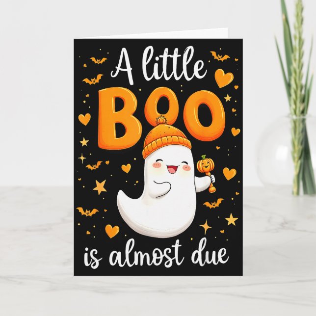 Halloween Pregnancy Announcement A Little Boo Is A Karte (Vorderseite)