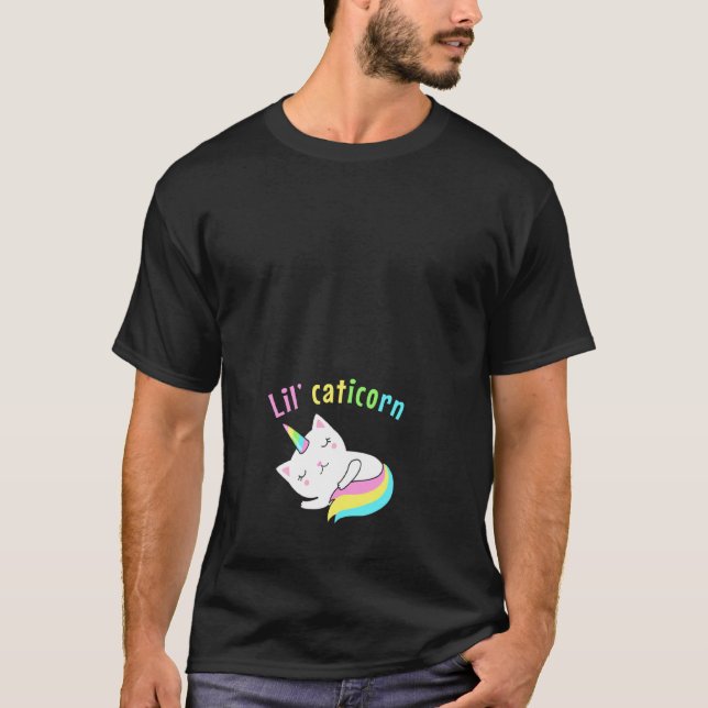 Halloween Pregnancy Announcement Lil Unicorn Cat C T-Shirt (Vorderseite)