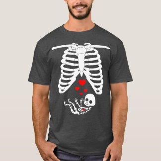 Halloween Pregnancy Cute Baby Skeleton Costume T-Shirt